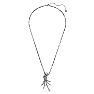 Matrix pendant and brooch, Mixed cuts, Bouquet, Multicolored, Ruthenium plated