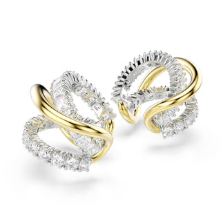 Hyperbola ear cuffs, Mixed cuts, White, Mixed metal finish