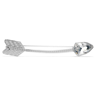 Idyllia brooch, Mixed cuts, Arrow, White, Rhodium plated