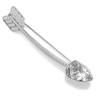 Idyllia brooch, Mixed cuts, Arrow, White, Rhodium plated