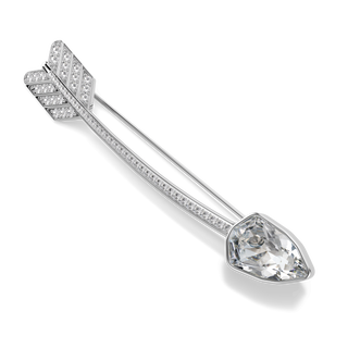 Idyllia brooch, Mixed cuts, Arrow, White, Rhodium plated