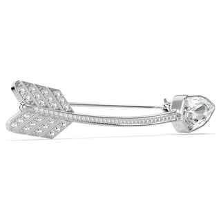 Idyllia brooch, Mixed cuts, Arrow, White, Rhodium plated