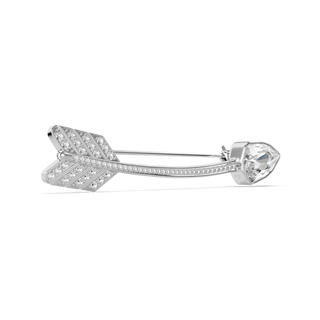 Idyllia brooch, Mixed cuts, Arrow, White, Rhodium plated