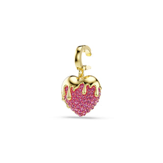 Idyllia charm, Round cut, Heart, Pink, Gold-tone plated