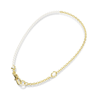 Idyllia necklace, Crystal pearl, White, Gold-tone plated