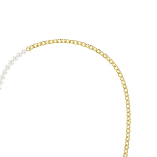 Idyllia necklace, Crystal pearl, White, Gold-tone plated