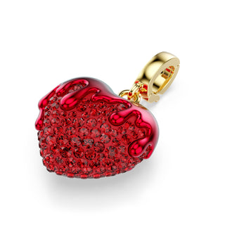 Idyllia charm, Round cut, Heart, Red, Gold-tone plated