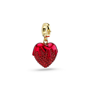 Idyllia charm, Round cut, Heart, Red, Gold-tone plated