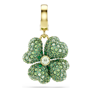 Idyllia charm, Clover, Green, Gold-tone plated