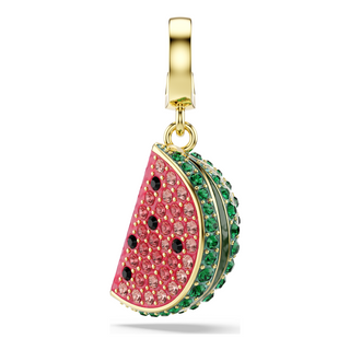 Idyllia charm, Mixed cuts, Watermelon, Multicolored, Gold-tone plated
