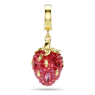 Idyllia charm, Mixed cuts, Strawberry, Red, Gold-tone plated