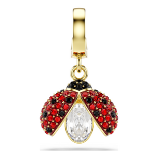 Idyllia charm, Mixed cuts, Ladybug, Red, Gold-tone plated