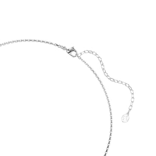 Idyllia necklace, Heart with arrow, White, Rhodium plated