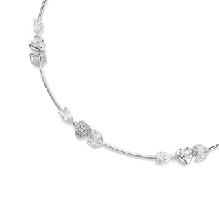 Idyllia necklace, Heart with arrow, White, Rhodium plated