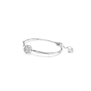 Constella bangle, Round cut, Dancing stone, White, Rhodium plated