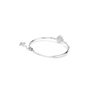 Constella bangle, Round cut, Dancing stone, White, Rhodium plated