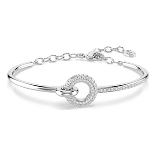 Dextera bangle, Round cut, White, Rhodium plated