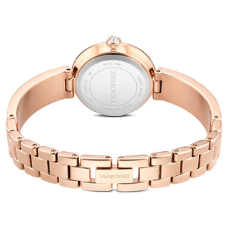 Matrix pearl bangle watch, Swiss Made, Crystal bracelet, Black, Rose gold-tone finish
