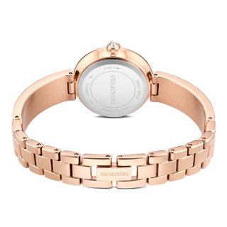 Matrix pearl bangle watch, Swiss Made, Crystal bracelet, Black, Rose gold-tone finish