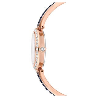 Matrix pearl bangle watch, Swiss Made, Crystal bracelet, Black, Rose gold-tone finish