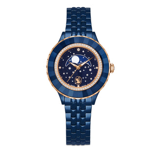 Octea moon watch, Swiss Made, Metal bracelet, Blue, Blue finish