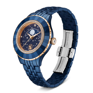 Octea moon watch, Swiss Made, Metal bracelet, Blue, Blue finish