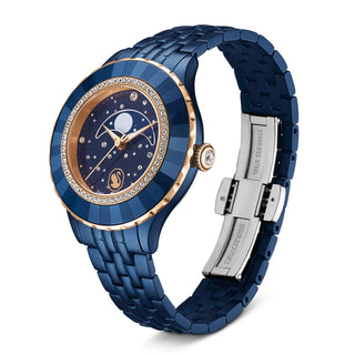 Octea moon watch, Swiss Made, Metal bracelet, Blue, Blue finish