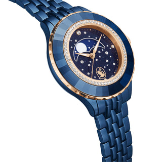 Octea moon watch, Swiss Made, Metal bracelet, Blue, Blue finish