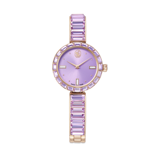 Matrix bangle watch, Swiss Made, Crystal bracelet, Purple, Champagne gold-tone finish