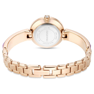Matrix bangle watch, Swiss Made, Crystal bracelet, Purple, Champagne gold-tone finish