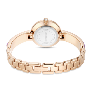 Matrix bangle watch, Swiss Made, Crystal bracelet, Purple, Champagne gold-tone finish