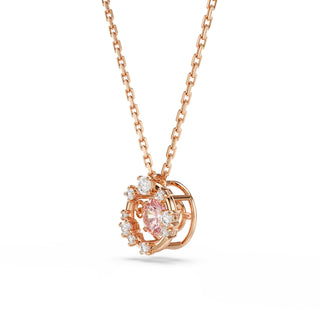 Constella pendant, Round cut, Dancing stone, Pink, Rose gold-tone plated