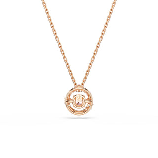 Constella pendant, Round cut, Dancing stone, Pink, Rose gold-tone plated
