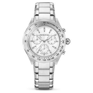 Dextera tachymetre watch, Swiss Made, Metal bracelet, Silver tone, Stainless steel