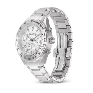 Dextera tachymetre watch, Swiss Made, Metal bracelet, Silver tone, Stainless steel