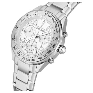 Dextera tachymetre watch, Swiss Made, Metal bracelet, Silver tone, Stainless steel