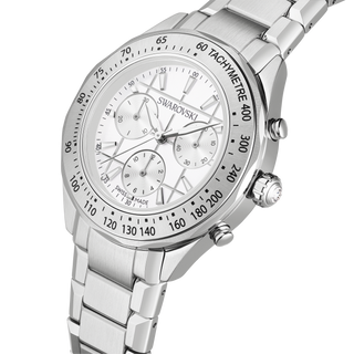 Dextera tachymetre watch, Swiss Made, Metal bracelet, Silver tone, Stainless steel