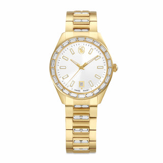 Matrix date watch, Swiss Made, Metal bracelet, Gold tone, Gold-tone finish