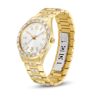 Matrix date watch, Swiss Made, Metal bracelet, Gold tone, Gold-tone finish