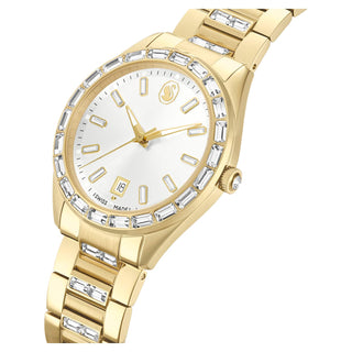 Matrix date watch, Swiss Made, Metal bracelet, Gold tone, Gold-tone finish