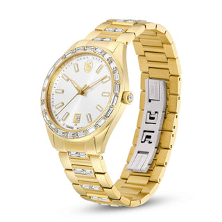 Matrix date watch, Swiss Made, Metal bracelet, Gold tone, Gold-tone finish