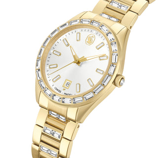 Matrix date watch, Swiss Made, Metal bracelet, Gold tone, Gold-tone finish