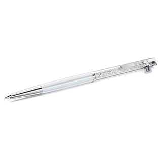 Crystalline ballpoint pen, White lacquered, Chrome plated