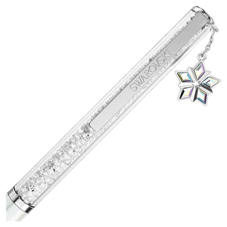 Crystalline ballpoint pen, White lacquered, Chrome plated