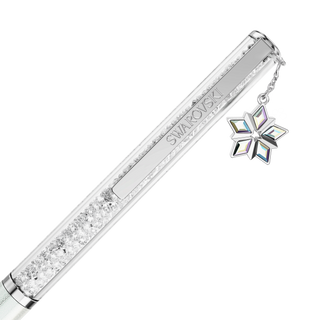 Crystalline ballpoint pen, White lacquered, Chrome plated