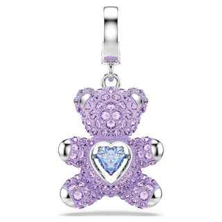 Idyllia charm, Mixed cuts, Teddy, Purple, Rhodium plated