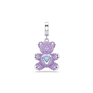 Idyllia charm, Mixed cuts, Teddy, Purple, Rhodium plated