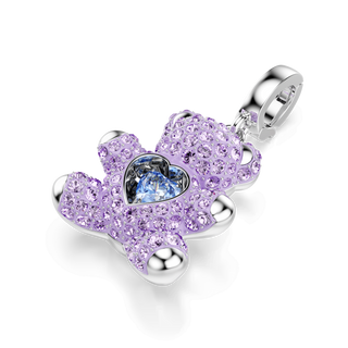 Idyllia charm, Mixed cuts, Teddy, Purple, Rhodium plated