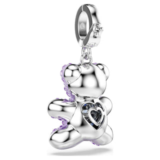 Idyllia charm, Mixed cuts, Teddy, Purple, Rhodium plated