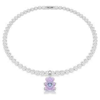 Idyllia charm, Mixed cuts, Teddy, Purple, Rhodium plated